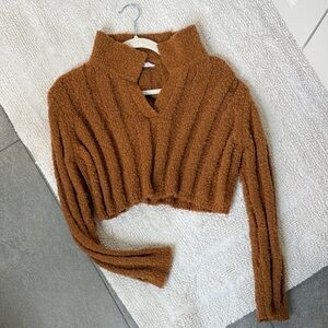 Cozy Brown crop Women's Sweater